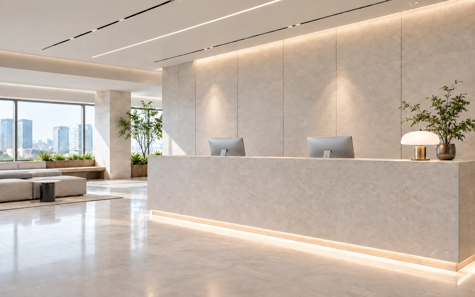 Bright office reception and shared facilities