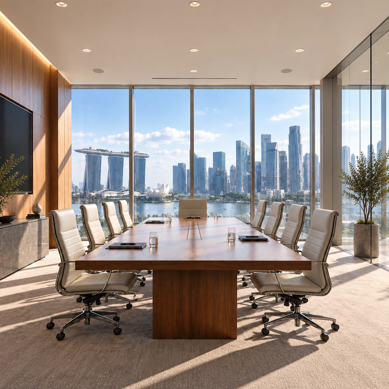 Boardroom overlooking the Singapore skyline